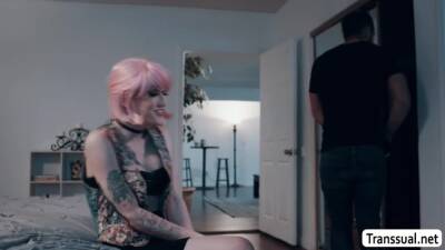 Busty shemale pink haired anal fucked by her stepbrother - pornoxo.com