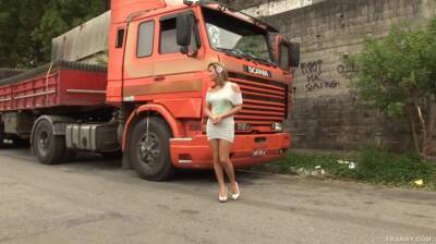 Blonde shemale gets fucked by a trucker - ashemale.one