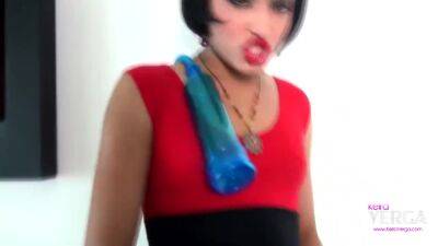 Keira Verga - Hung Petite Trans Playing With A Blue Cock Pump On Her Fat Trans Girl Cock And Watching It Grow Long - Keira Verga - shemalez.com