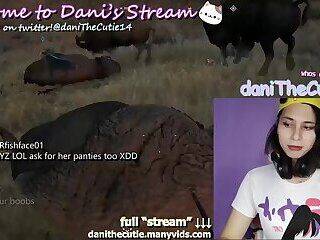 streamer tgirl DaniTheCutie gets tipped by a viewer to show her boobs and fuck herself live - ashemaletube.com