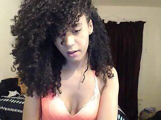 Curly Black Trans with Giant Dick - ashemaletube.com