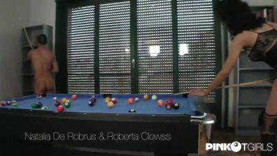 Roberta and Natalia- billiards lessons and buggered - Pinko TGirls - hotmovs.com